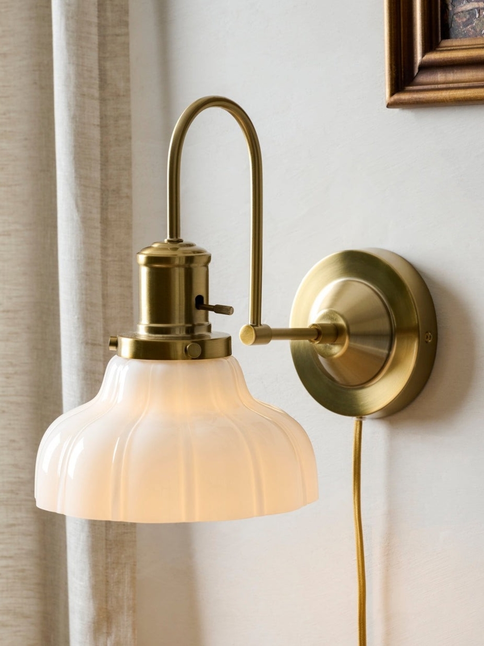 Magnolia Polly Milk Glass Plug-in Sconce, New In Box
